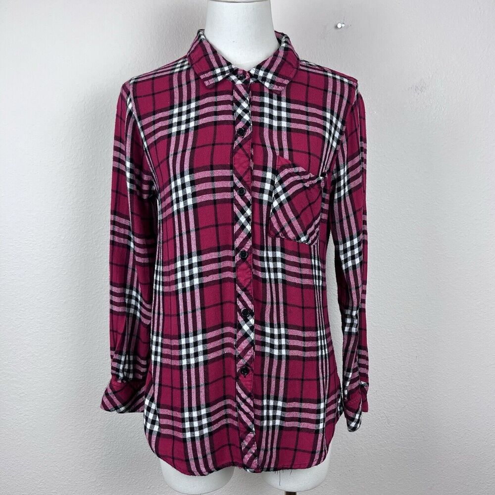 Rails Shirt Womens Small Button Plaid Flannel Barn Chore Cowgirl Everyday Red